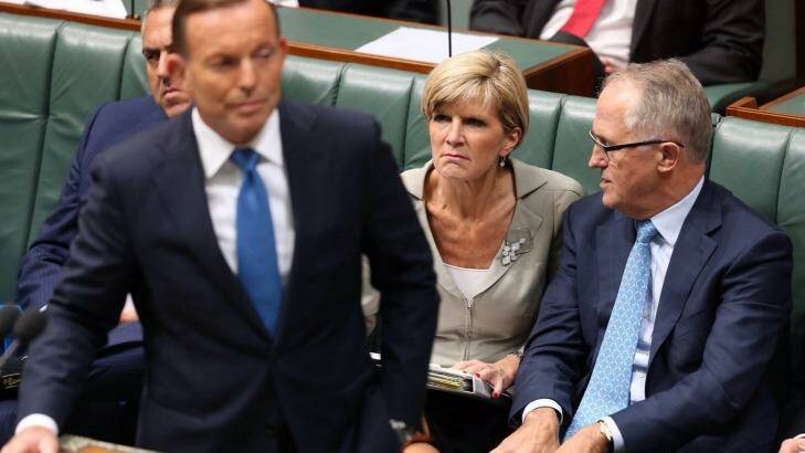 Bishop and Turnbull together in Federal Parliament - and they'll be side by side at a fundraiser on Sunday, too.  Photo: Andrew Meares