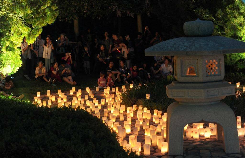 Some of the 2000 candles lit for the Nara Candle Festival at the Nara Peace Park.  Photo: Graham Tidy