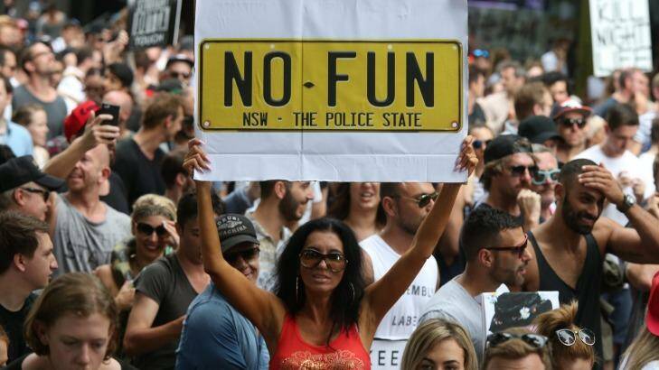 In February 2016, thousand protested against the laws in Sydney.  Photo: Peter Rae