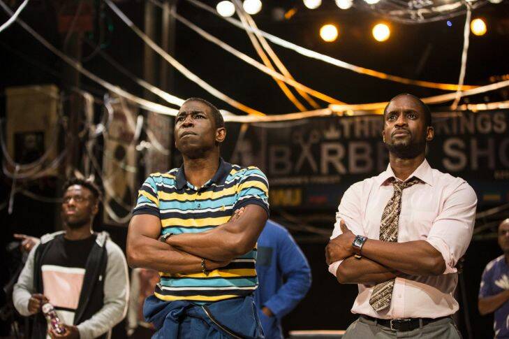 SMH. 17th of January 2018. The performance 'Barber Shop Chronicles' which is showing at the Seymour Centre as part of the Sydney Festival. Photo: Dominic Lorrimer 
