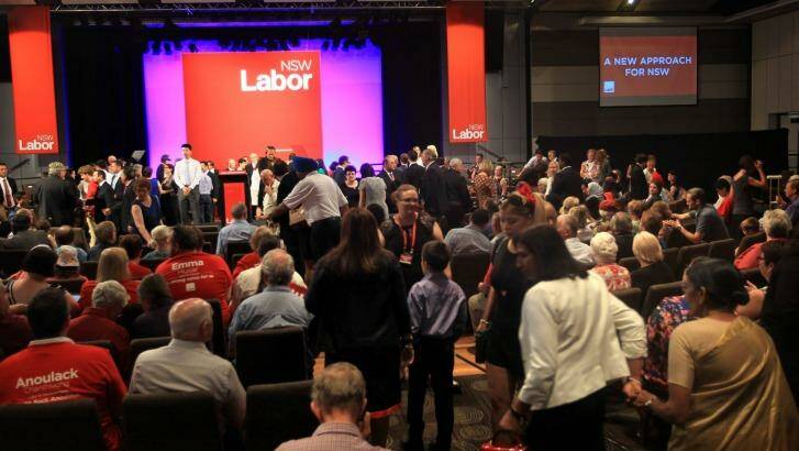 The start of the campaign launch at the Catholic Club in Campbelltown. Photo: James Alcock