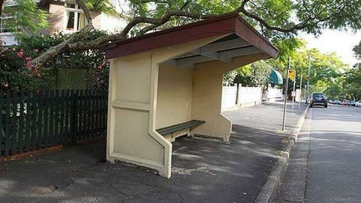 The Hunters Hill bus stop where Terrence John Leary attempted to rape and stab a woman on June 19, 2013. Photo: Ben Rushton