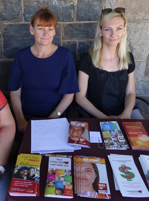 Patricia Simpson (left), Heidi Campbell, two of the team who set up a stall at Glen Innes court to offer advice to those who may have fallen foul of the court previously.