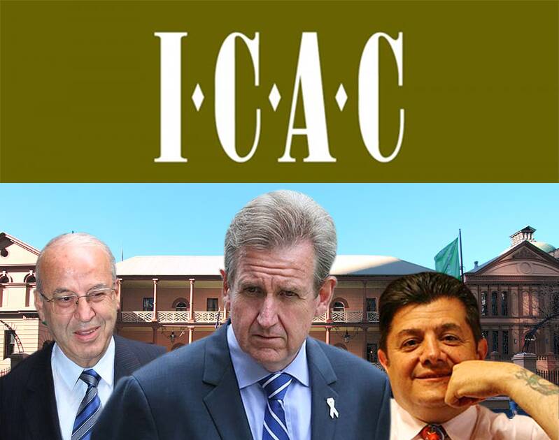 LATEST CASUALTY: Barry O'Farrell (centre) announces his resignation as NSW Premier following his appearance at the ICAC. Eddie Obeid (left) has already faced the commission, with Richard Torbay (right) referred to the ICAC.  