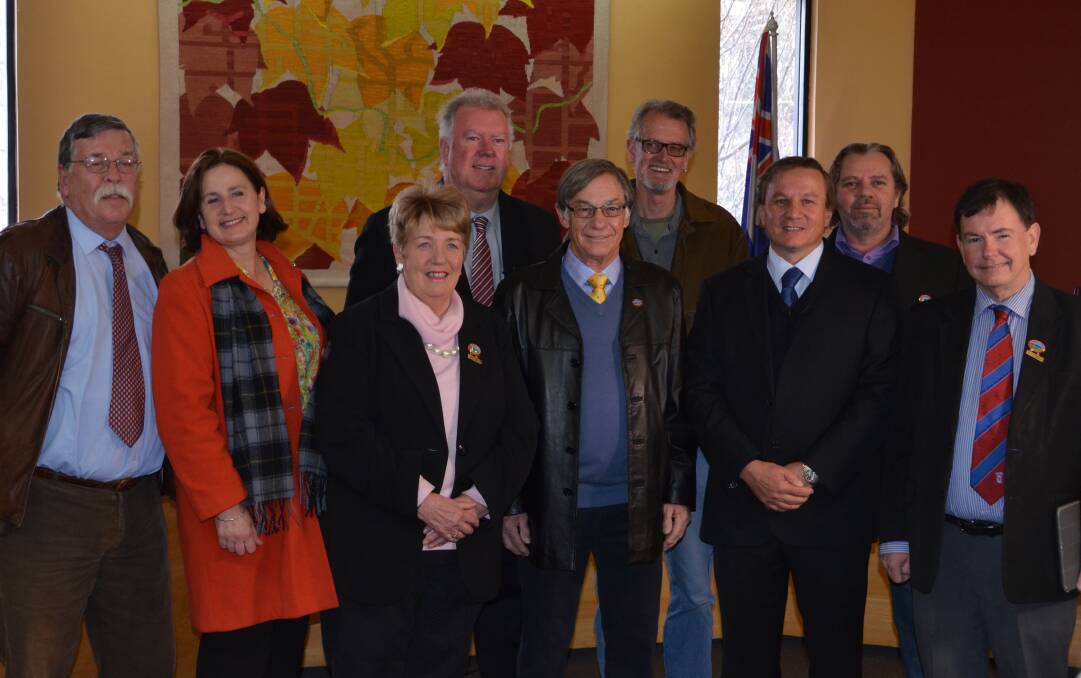 Armidale Dumaresq councillors, from left, Herman Beyersdorf, Margaret O'Connor, Jenny Bailey, Laurie Bishop, Colin Gadd, Peter O'Donohue, general manager Glenn Wilcox, Chris Halligan and Jim Maher. Absent, Andrew Murat and Rob Richardson.