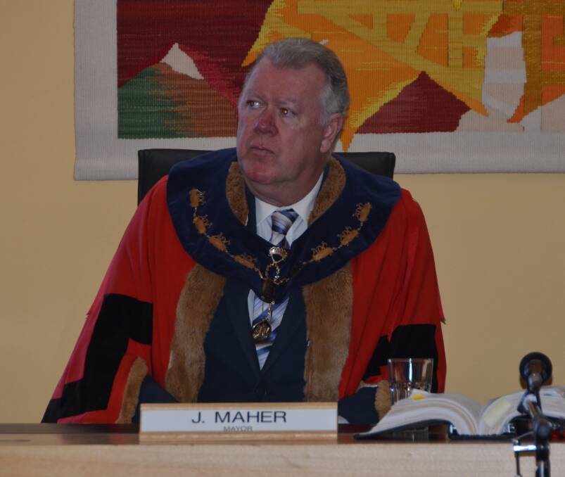 MAYORAL CHALLENGE: Cr Laurie Bishop after he was elected mayor last year, ousting Jim Maher from the position.
