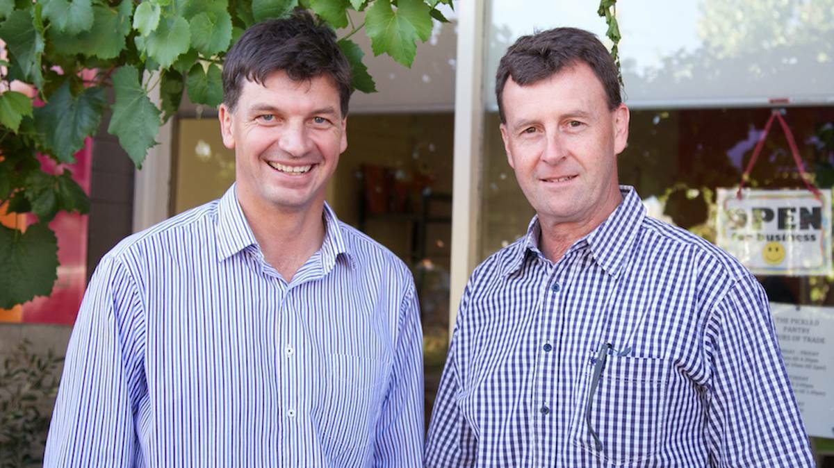 GOOD INITIATIVE: Federal Member for Hume Angus Taylor is pictured with Cootamundra Rotary president Simon Thompson during a successful business breakfast held last week. Photo: Mark Taber