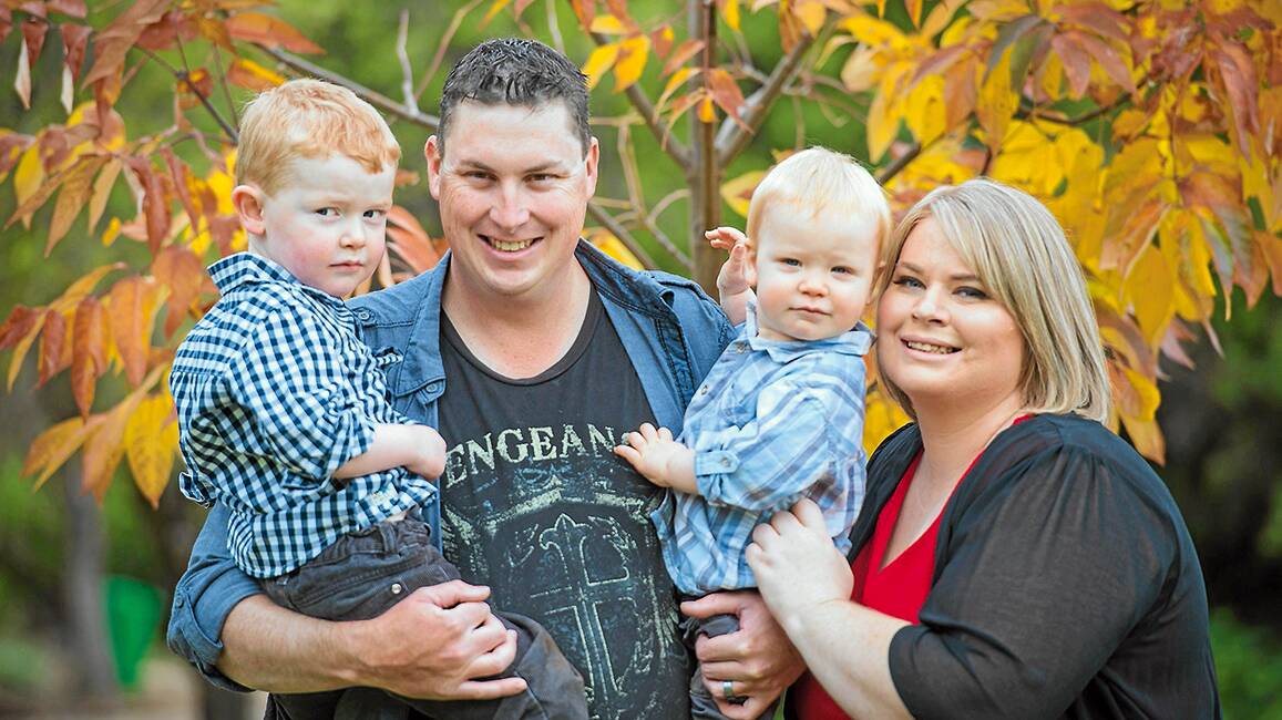SADLY MISSED: Calala mum Tiffany Adams with husband Cameron and sons Caleb, 3, and Charlie, 1. The community is rallying behind Mr Adams after Tiffany lost her battle with cancer last week. Photo: Rachel Deane, Finishing Image Photography