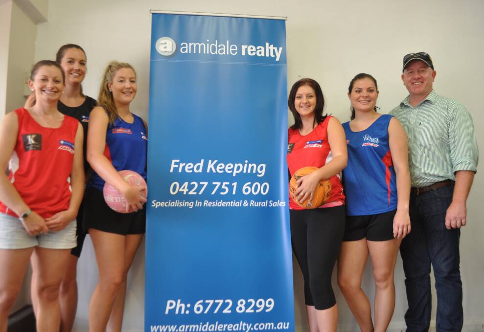 READY TO GO: Fast 5s players Tara Schmidt, Alex Piddington, Olivia Kentish, Sophie Sozou and Louise Hoy with naming rights and team sponsor Fred Keeping. The Fast 5s competition is entering its second year.