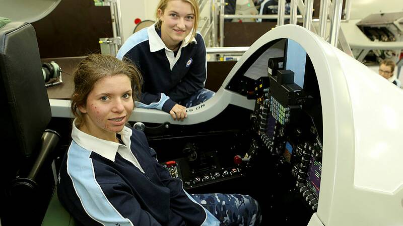 FLYING START: O'Connor Catholic College students Georgia Sawer and Laura Hooper in the Royal Australian Air Force. Photo: Supplied