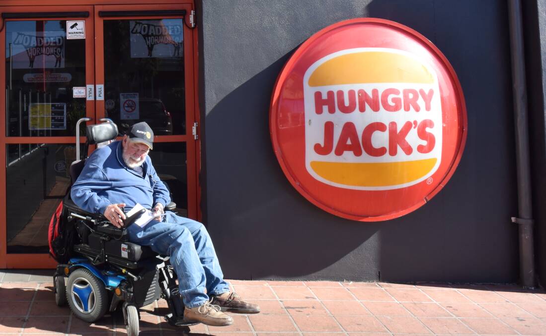 ACCESS DENIED: Vietnam veteran Peter Bannon says changes to the outlet’s doors effectively bar him from entry. He has enjoyed breakfast there for two years.