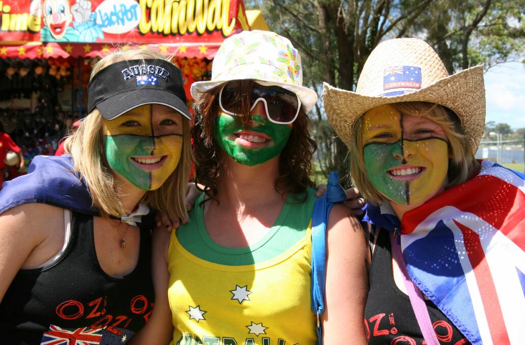 Chelsea Newton, Elisha Amos, Emma Foreman from Warners Bay at Speers Point Australia Day celebrations. Image supplied