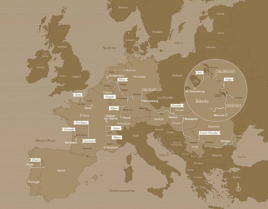 Scenic's range of European tours. Map Scenic
