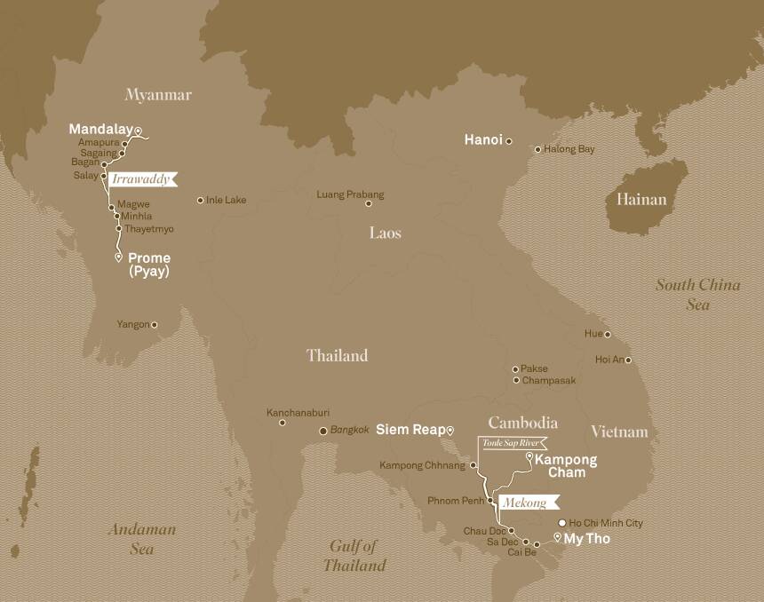 Scenic tours of Asia. Map Scenic