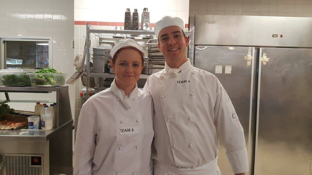 ACHIEVERS: Whitebull Hotel chefs Ebony Platford and Callum Stewart cooked crumbed lamb and a creme brulee.