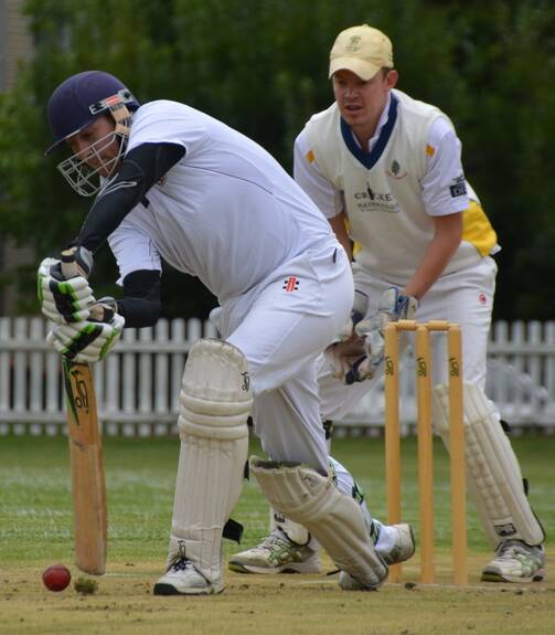 SOLID DEFENCE: Servies batsman Ben Spence digs a yorker out. He and his teammates take on Hillgrove tomorrow afternoon.