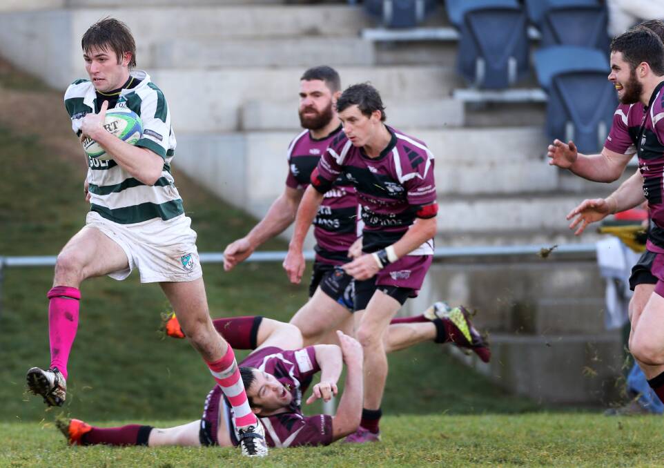 SPEED TO BURN: Robb College outside centre Josh Carter breaks away during his side’s tight loss.