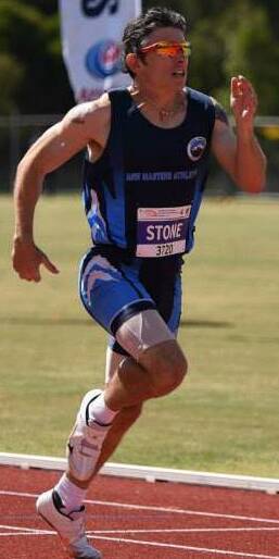 IN FRONT: Jay Stone races away during the 400 metre final.