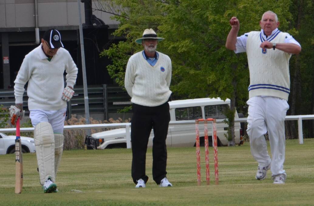 PUTTING THE BREAKS ON: Dennis Cameron only conceded six runs from seven overs and took a wicket on Wednesday in Armidale’s division one loss to Sydney 1 in the NSW Over 60 State Championships.
