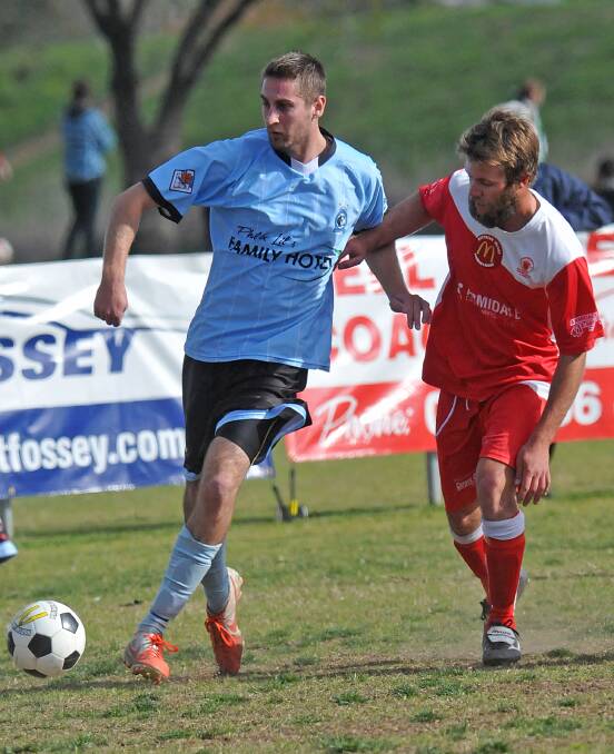 CHALLENGE AWAITS: Jason Boundy, right, in action for North. Photo Northern Daily Leader.