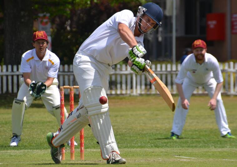 ON THE FRONT FOOT: Hillgrove top order batsman Matt Baillie thumps on through the leg side. He and his teammates will take on a City side who have mustered just one victory in the new cricket season.