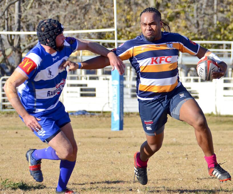 DON’T ARGUE: Armidale Blues’ number eight John Tiko on the charge. Photo Glen Innes Examiner.