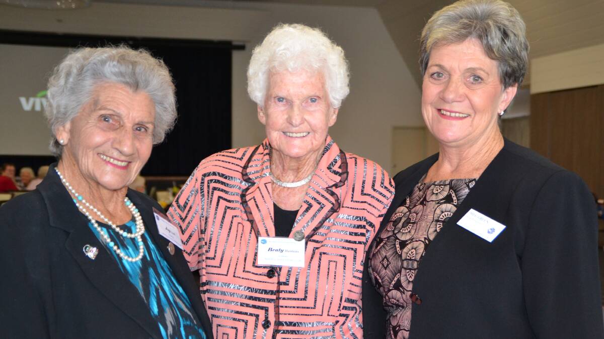 THE SISTERHOOD: Armidale coordinator Joy Snell with Inverell coordinator Beatty Hawkins and state president Meg Green at the lunch held on Wednesday.
