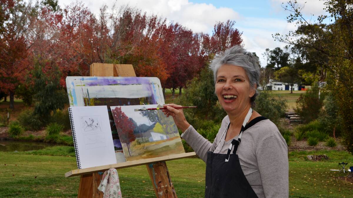 LANDSCAPE: Lilian Wissink was painting the scenery at the New England Regional Art Museum during her advanced painting class this week.