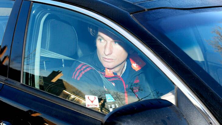 James Hird leaves home on Monday morning. Photo: Penny Stephens