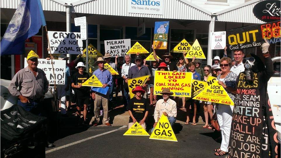 JOINING THE FIGHT: Members of Armidale Action on Coal Seam Gas and Mining join other protestors in Narrabri.