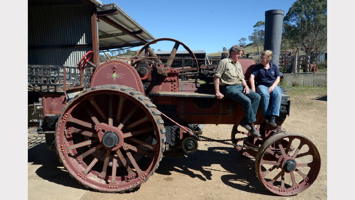ON A ROLL: Rob Taber and his wife Sally atop their Fowler steam traction engine, which they will show at the Autumn Festival.