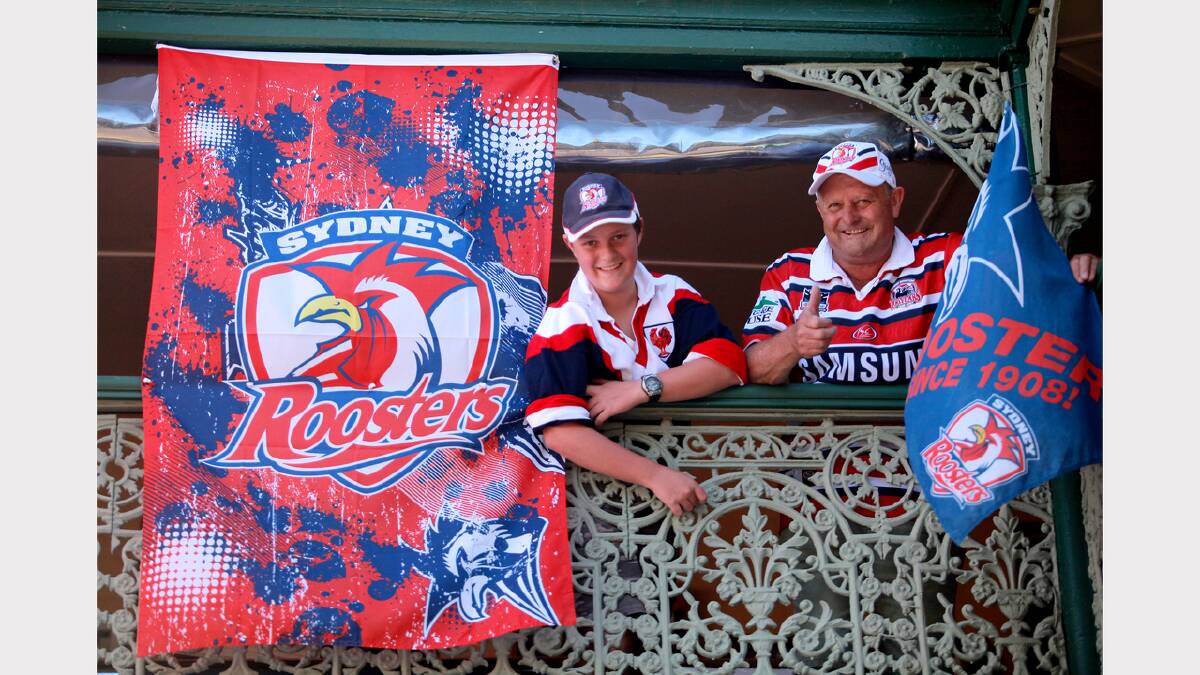 Sydney Roosters fans James and Tony Durham geared up to support their team this weekend.