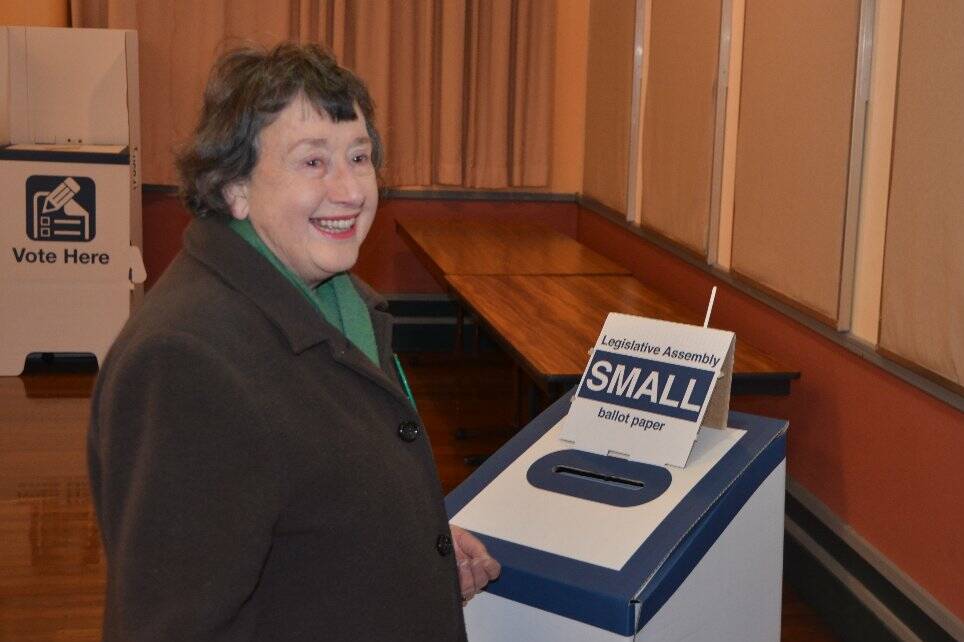 The Greens candidate Dora Koops casts her vote.
