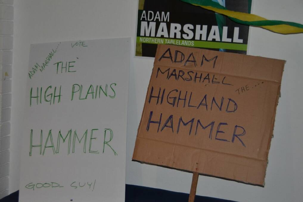 Placards in support of Adam Marshall.