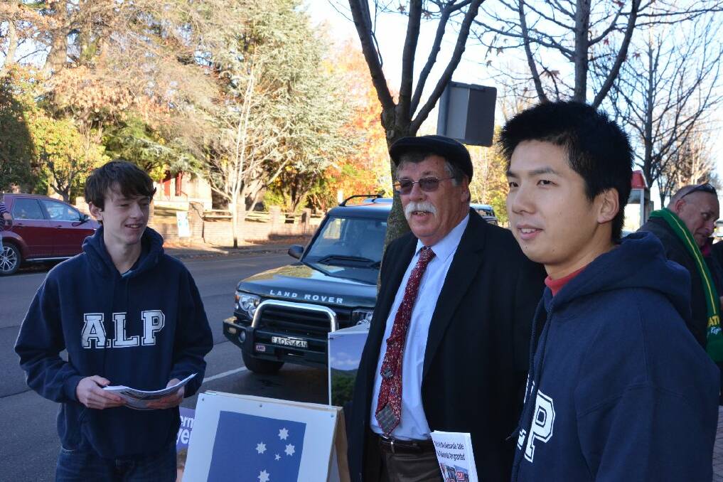 Northern Tablelands candidate Herman Beyersdorf with Labor supporters in Armidale.