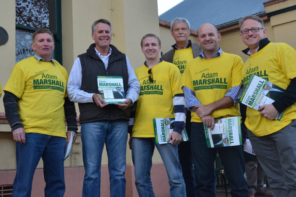 Deputy Premier Andrew Stoner, second left, with Nationals' supporters including state director Ben Franklin, far right.