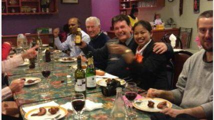 Jim Maher and wife Nina celebrate at Happy Thai after his three-week campaign for the seat of Northern Tablelands.