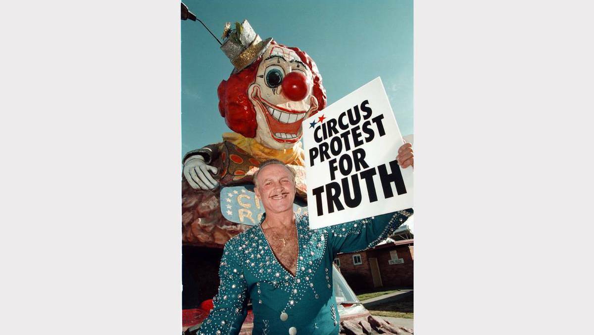 Circus Oz visited Wangaratta in 1996Circus Royale performers protest in front of the Albury RSPCA in 1997Circus Royale performers protest in front of the Albury RSPCA in 1997
