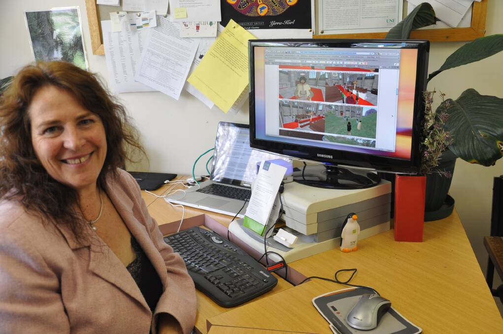 BOOTING UP:  UNE lecturer Sue Gregory with her innovative virtual world.