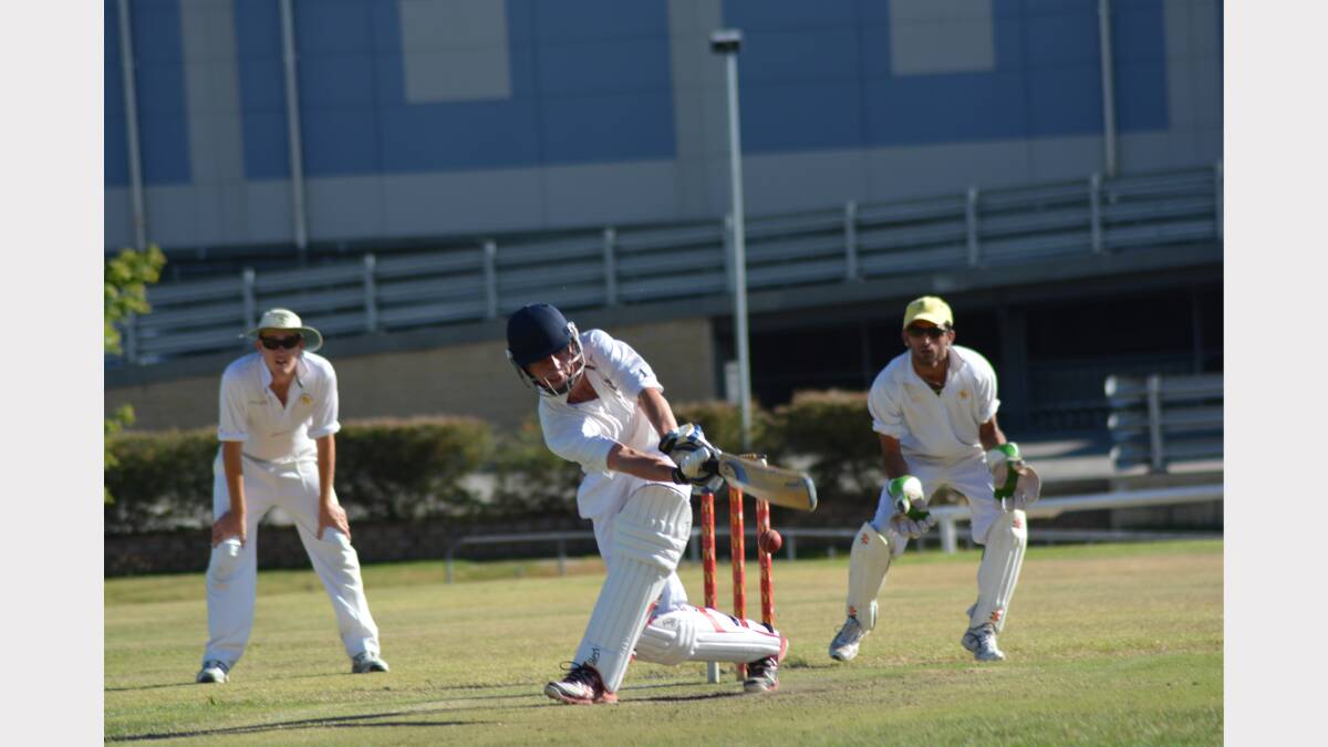The Armidale School's Jack Bennett at the crease against Easts.