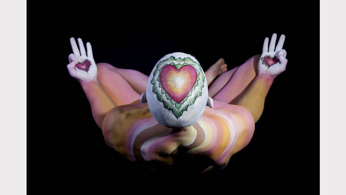 Body art images by the late Fairy Emilie that feature in Adornment at Newcastle Art Space. Photo by Xanthe Roxburgh, Newcastle Herald