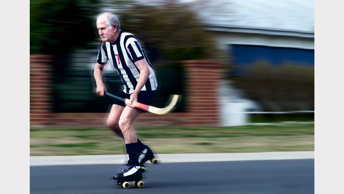 Former Border Mail photographer Kate Geraghty won an award for this photo of 70-year-old skater Horrie Polkinghorne. Picture: Kate Geraghty.