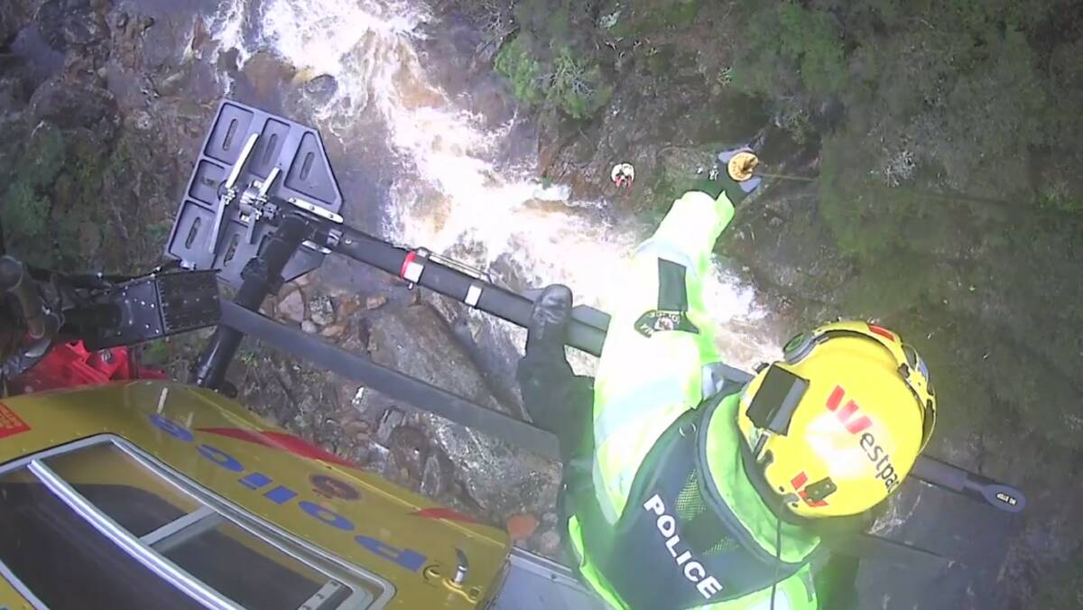 RESCUE MISSION: The Westpac Rescue Helicopter was deployed to find the kayaker. Picture: Tasmania Police