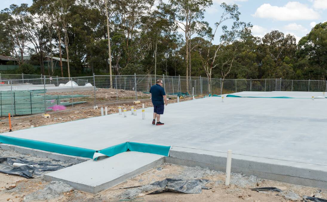 TOOLS DOWN: Nathan Whyte-Southcombe was given no warning about the sudden cease-build at his home in Heritage Parc, Rutherford, which is at a stand-still at slab stage and could stay that way for many months to come. Picture: Max Mason-Hubers