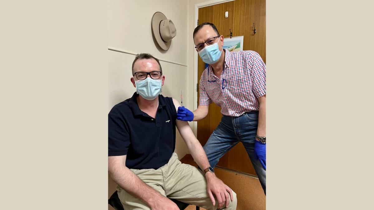 Northern Tablelands MP Adam Marshall, left, and Dr Ricardo Alkhouri in his Uralla Medical Centre practice. Picture supplied