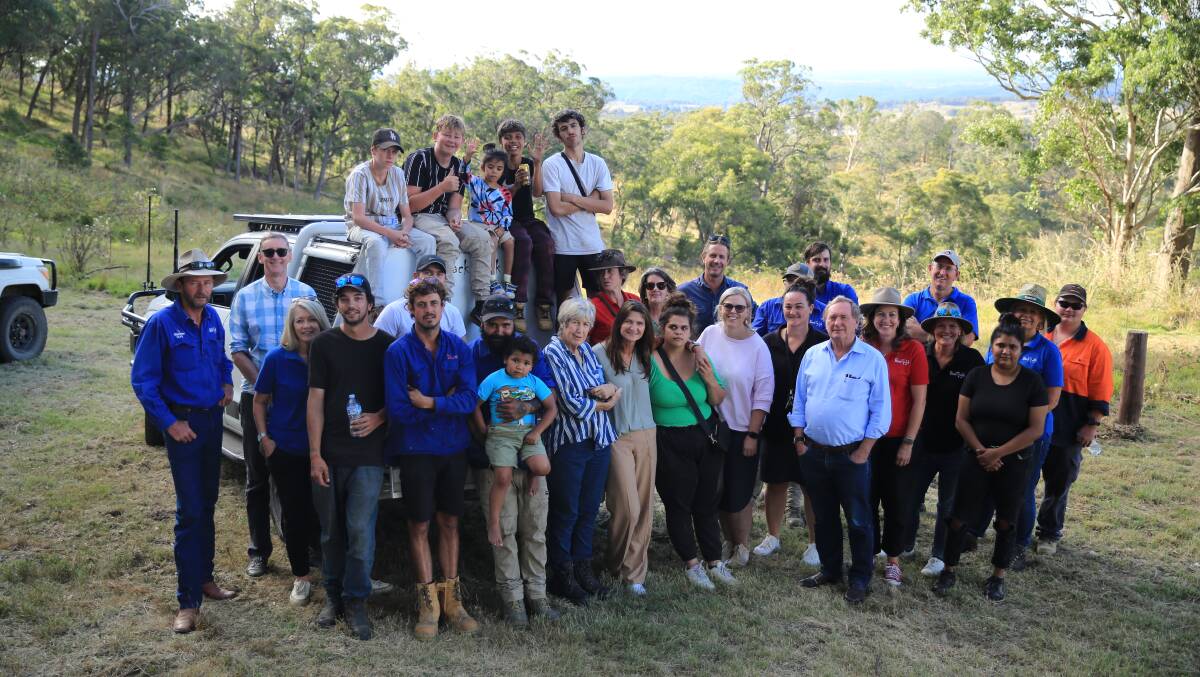 Staff and youth gather on the 600-acre farm gifted to them by local Bill Fittler and Sydney-based Rob Rob Keldoulis. Picture supplied by Backtracks