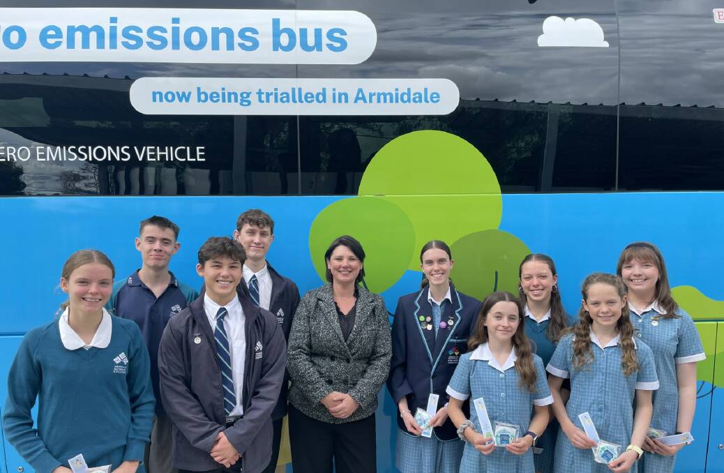 Armidale Seconday College students test zero emissions tech with new EV bus trial. NSW Govt commits $25M. Picture by Heath Forsyth 