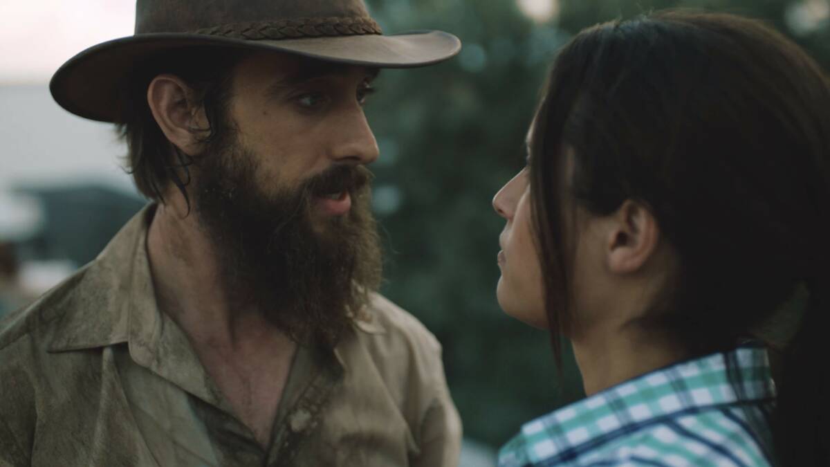 Matt Oxley and Jacqui Buchanan as Rob and Sophie, whose relationship is tested under the immense pressures of the drought. Photo - Still from the film 'Drought'.