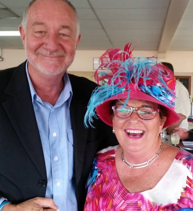 Fun times: Michael Beattie and Kim Powell having a great time at the 2016 Armidale Cup Carnival.