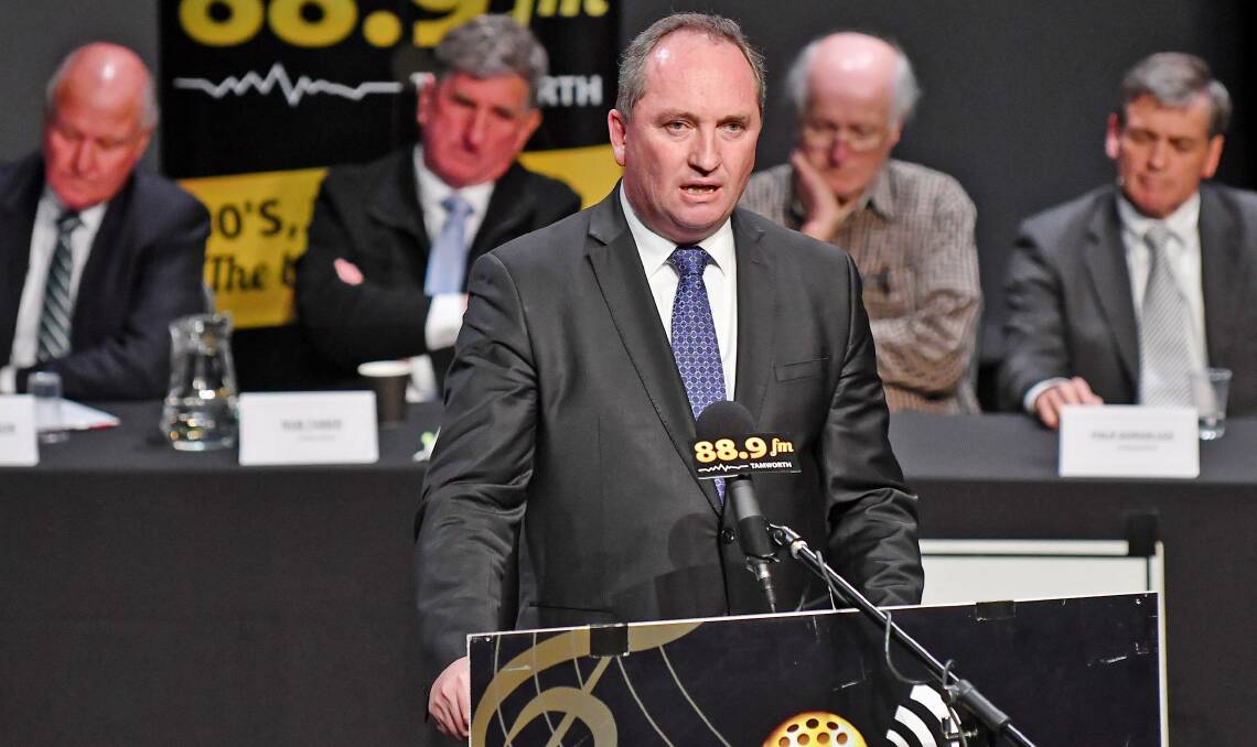 READY: Barnaby Joyce at a meet the candidates debate in 2016. He refused to do any public debates at the 2017 by-election.